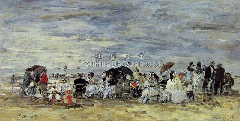 Trouville, Beach Scene - 尤金·布丹